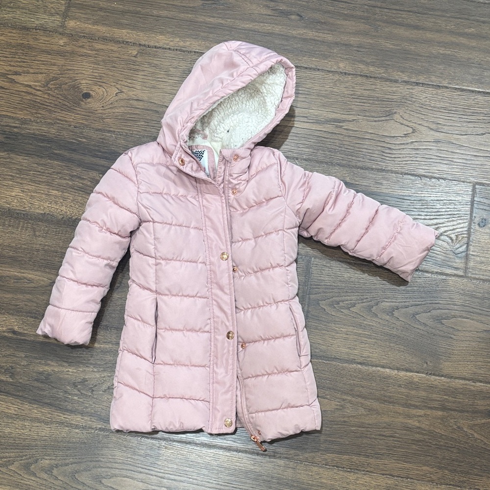 Pink Hooded long Coat